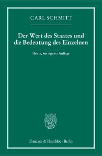 Cover Der Wert des Staates und die Bedeutung des Einzelnen