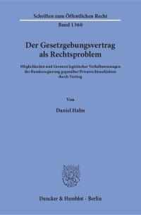 Cover Der Gesetzgebungsvertrag als Rechtsproblem