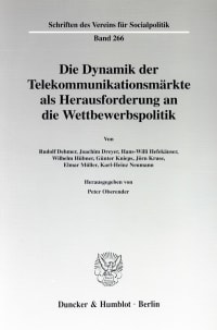 Cover Die Dynamik der Telekommunikationsmärkte als Herausforderung an die Wettbewerbspolitik