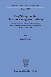 Cover Das Zitiergebot für die Abweichungsgesetzgebung