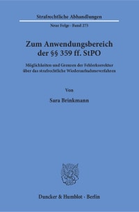 Cover Zum Anwendungsbereich der §§ 359 ff. StPO