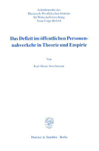 Cover Das Defizit im öffentlichen Personennahverkehr in Theorie und Empirie