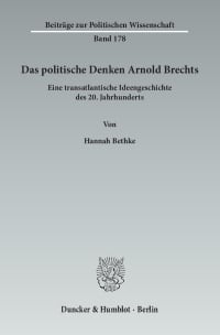 Cover Das politische Denken Arnold Brechts