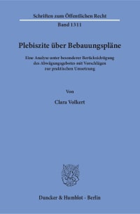 Cover Plebiszite über Bebauungspläne