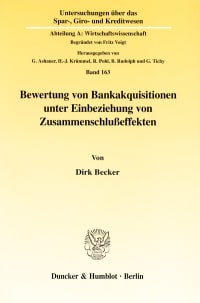 Cover Bewertung von Bankakquisitionen unter Einbeziehung von Zusammenschlußeffekten