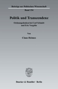 Cover Politik und Transzendenz