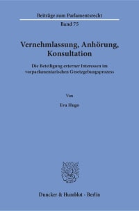 Cover Vernehmlassung, Anhörung, Konsultation