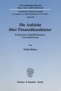 Cover Die Aufsicht über Finanzdienstleister