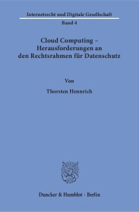 Cover Cloud Computing – Herausforderungen an den Rechtsrahmen für Datenschutz