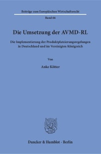 Cover Die Umsetzung der AVMD-RL