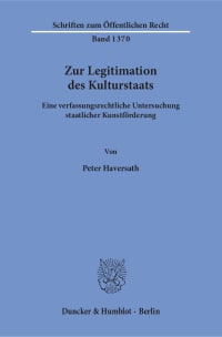 Cover Zur Legitimation des Kulturstaats