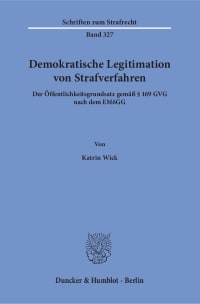 Cover Demokratische Legitimation von Strafverfahren