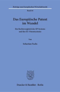 Cover Das Europäische Patent im Wandel