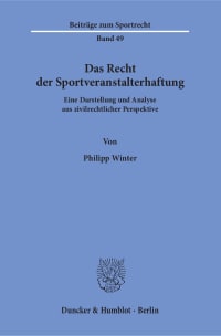 Cover Das Recht der Sportveranstalterhaftung