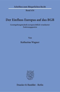 Cover Der Einfluss Europas auf das BGB