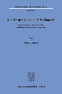 Cover Die Abstraktheit der Vollmacht