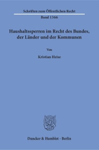 Cover Haushaltssperren im Recht des Bundes, der Länder und der Kommunen