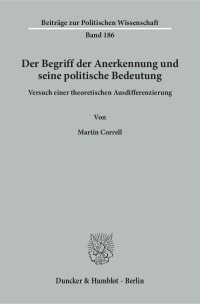 Cover Der Begriff der Anerkennung und seine politische Bedeutung