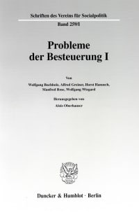 Cover Probleme der Besteuerung I