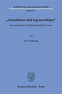 Cover »Ausnahmen sind eng auszulegen«