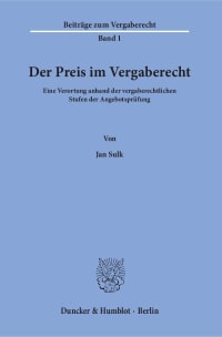 Cover Der Preis im Vergaberecht