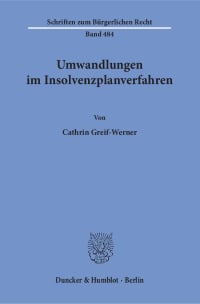 Cover Umwandlungen im Insolvenzplanverfahren