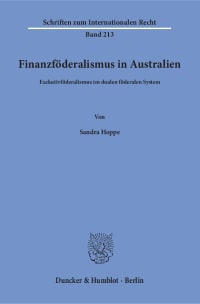 Cover Finanzföderalismus in Australien