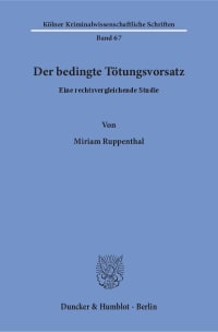 Cover Der bedingte Tötungsvorsatz