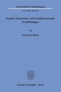 Cover Soziale Netzwerke und strafprozessuale Ermittlungen