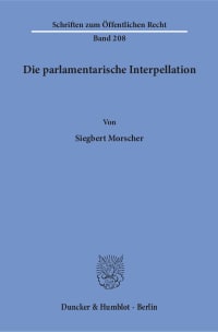 Cover Die parlamentarische Interpellation