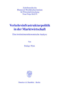 Cover Verkehrsinfrastrukturpolitik in der Marktwirtschaft