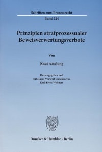 Cover Prinzipien strafprozessualer Beweisverwertungsverbote