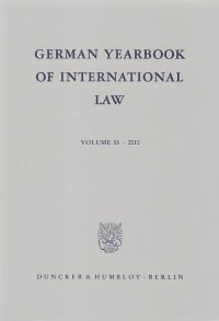 Cover German Yearbook of International Law / Jahrbuch für Internationales Recht