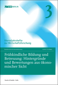 Cover Frühkindliche Bildung und Betreuung: Hintergründe und Bewertungen aus ökonomischer Vergleich