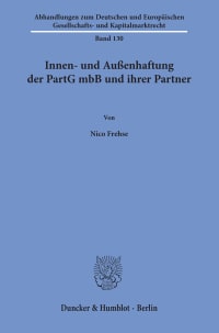 Cover Innen- und Außenhaftung der PartG mbB und ihrer Partner