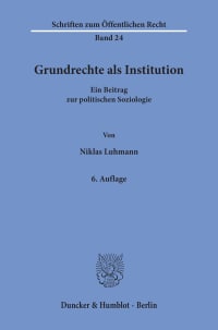 Cover Grundrechte als Institution