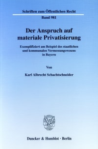 Cover Der Anspruch auf materiale Privatisierung