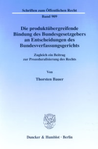 Cover Die produktübergreifende Bindung des Bundesgesetzgebers an Entscheidungen des Bundesverfassungsgerichts