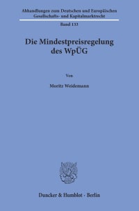 Cover Die Mindestpreisregelung des WpÜG