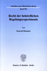 Cover Recht der behördlichen Regelungsexperimente