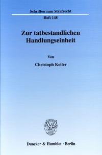 Cover Zur tatbestandlichen Handlungseinheit