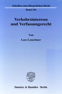 Cover Verkehrsinteresse und Verfassungsrecht