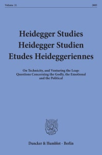 Cover Heidegger Studies / Heidegger Studien / Etudes Heideggeriennes