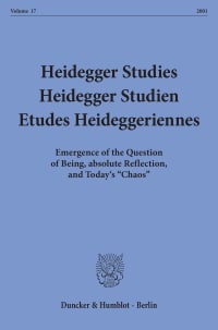 Cover Heidegger Studies / Heidegger Studien / Etudes Heideggeriennes