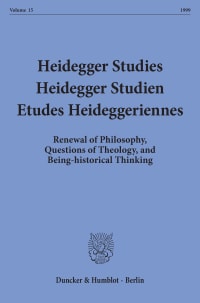 Cover Heidegger Studies / Heidegger Studien / Etudes Heideggeriennes