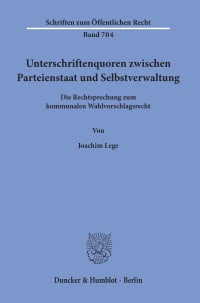 Cover Unterschriftenquoren zwischen Parteienstaat und Selbstverwaltung