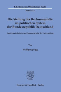 Cover Die Stellung der Rechnungshöfe im politischen System der Bundesrepublik Deutschland