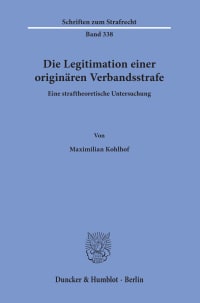 Cover Die Legitimation einer originären Verbandsstrafe