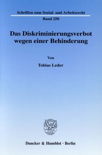 Cover Das Diskriminierungsverbot wegen einer Behinderung