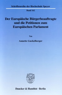 Cover Der Europäische Bürgerbeauftragte und die Petitionen zum Europäischen Parlament